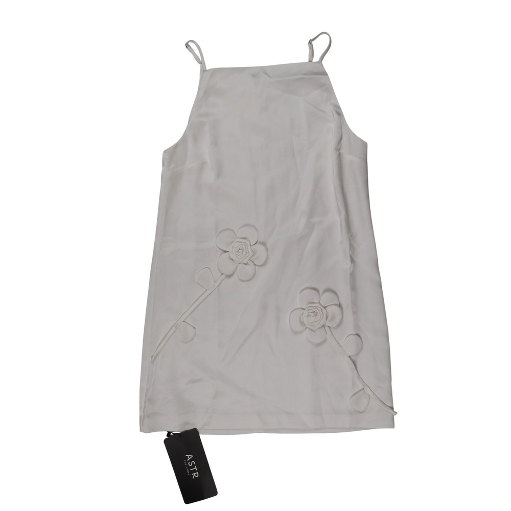 ASTR The Label Dress 3D Floral Applique Mini White Solid Small NWT MSRP $148